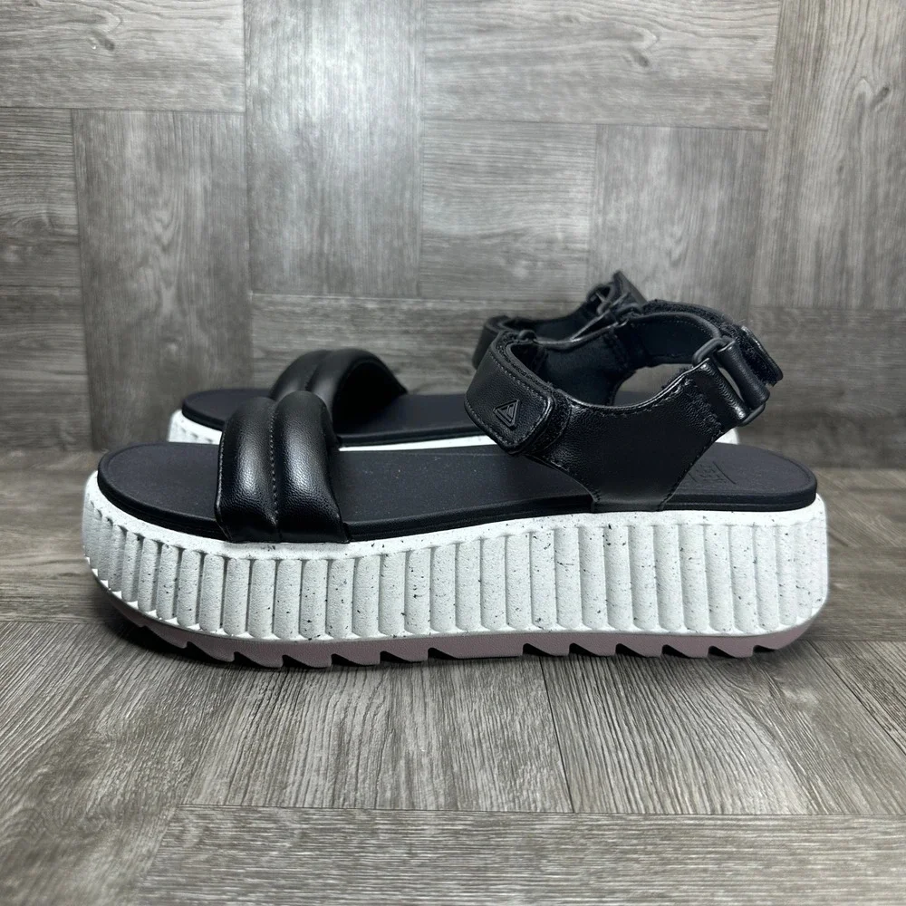 Reef Vista Higher Raya Sandals Women 10 Black Platform Chunky Strappy NEW